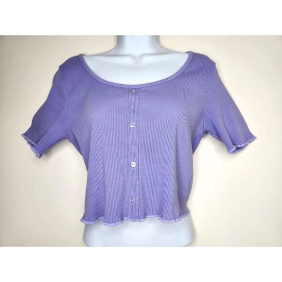 Rib Knit Crop Top Nasty Gal Lilac Purple Sz. 12 - Picture 2 of 7